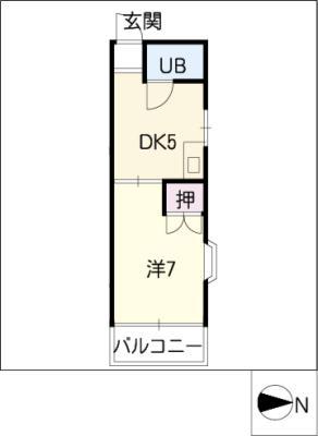グリーンガーデン(1DK/1階)の間取り写真