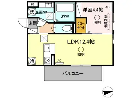 CREST(1LDK/1階)の間取り写真