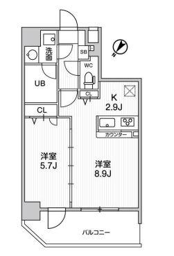 グラシアプレイス押上(1LDK/3階)の間取り写真
