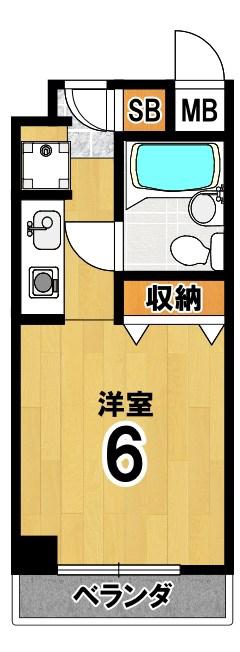 おおきに百万遍サニーアパートメント(1K/5階)の間取り写真
