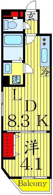 TOASTINA新宿(1LDK/8階)の間取り写真