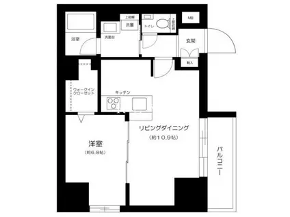 クレヴィスタ元浅草(1LDK/4階)の間取り写真