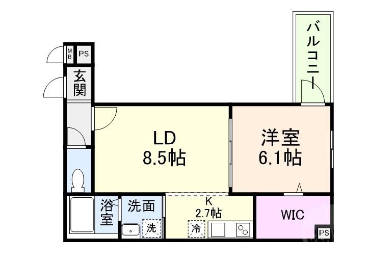 フジパレス沢良宜西一丁目(1LDK/2階)の間取り写真