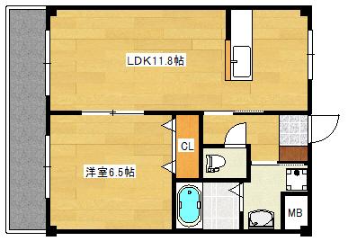 B・フォレスト(1LDK/2階)の間取り写真