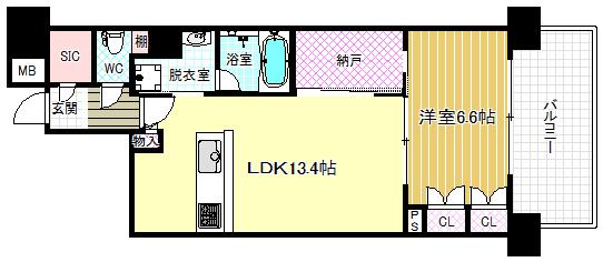 ウェリス西天満(2LDK/12階)の間取り写真