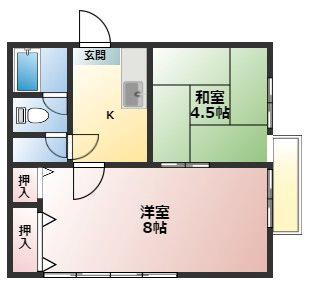 越谷宮本町マンション(2K/2階)の間取り写真