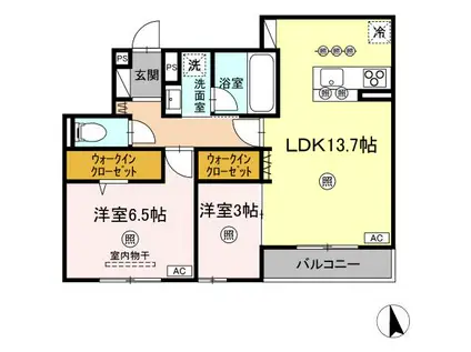 D-RESIDENCE川口3丁目E(2LDK/1階)の間取り写真