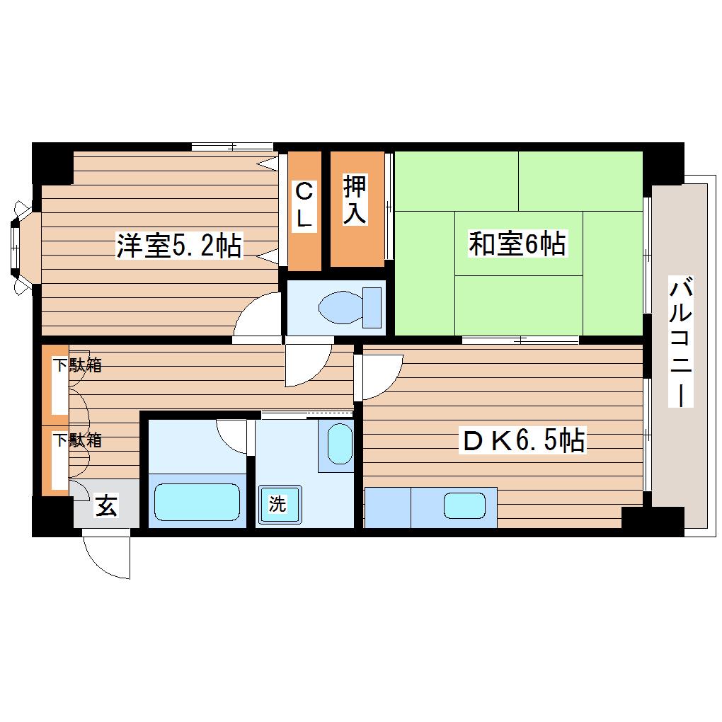 第二斎藤マンション(2DK/3階)の間取り写真