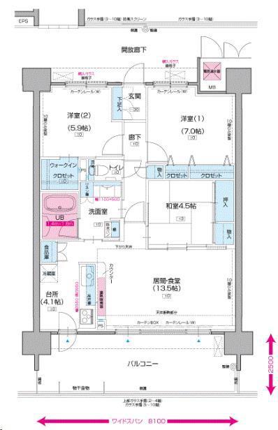 ポレスターステーションシティ北上(3LDK/9階)の間取り写真