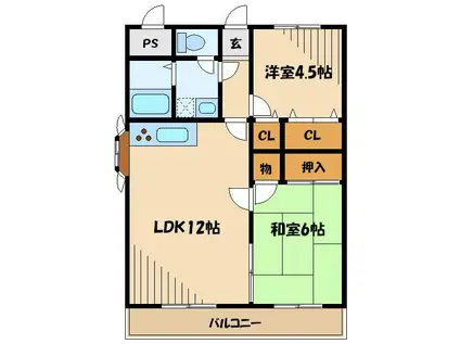 アルシオン悠々(2LDK/1階)の間取り写真