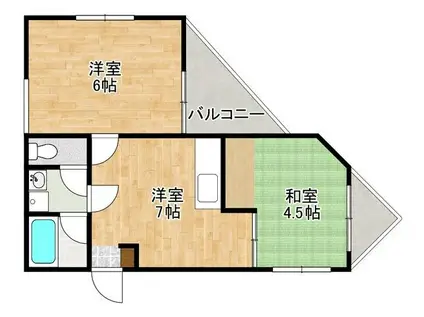 サンヒルズ城南(2DK/2階)の間取り写真