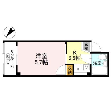 ヌーベル館II(1K/2階)の間取り写真