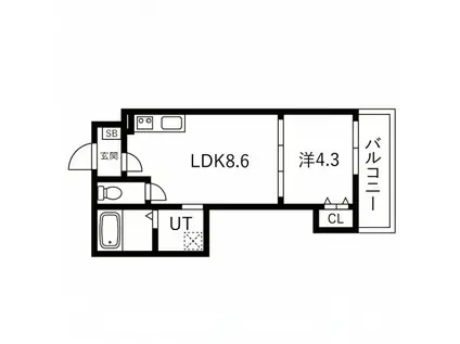 AXIA CITY 兵庫(1LDK/1階)の間取り写真