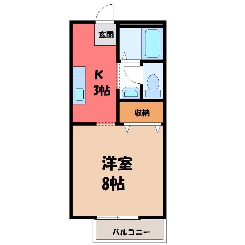 レイクヒル 弐番館(1K/2階)の間取り写真