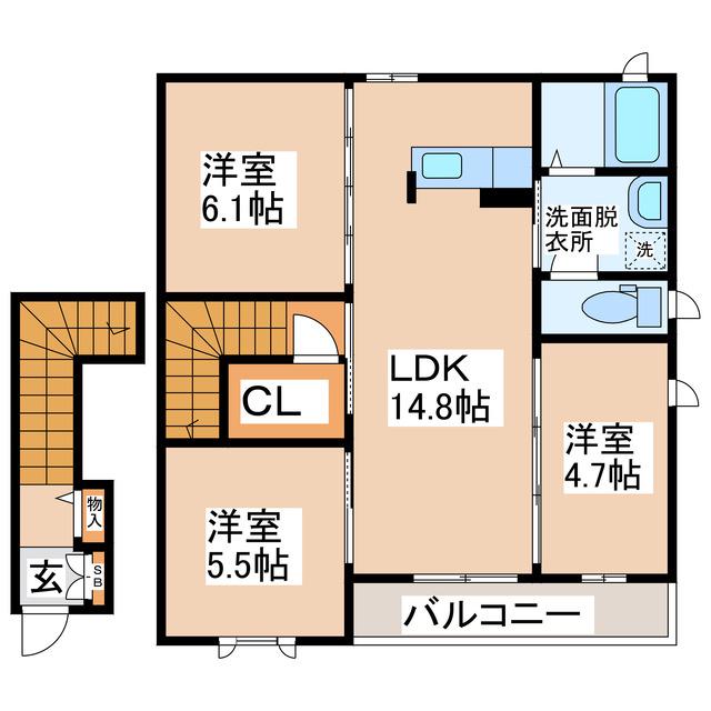 ドリームステーション(3LDK/2階)の間取り写真