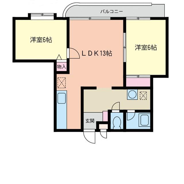 ラ・パス湘南II(2LDK/4階)の間取り写真