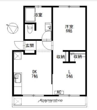 COURT NATURE(1LDK/2階)の間取り写真