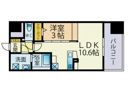 ファーメリー那の川(1LDK/12階)の間取り写真