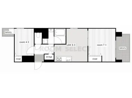 プレサンス丸の内フォート(1SLDK/14階)の間取り写真