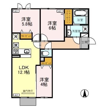 グランエスポワール(3LDK/1階)の間取り写真