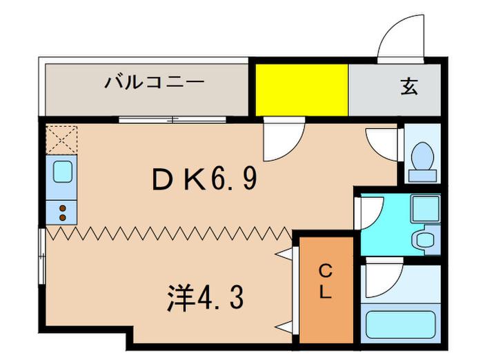 ALEGRIA仁川(1DK/1階)の間取り写真