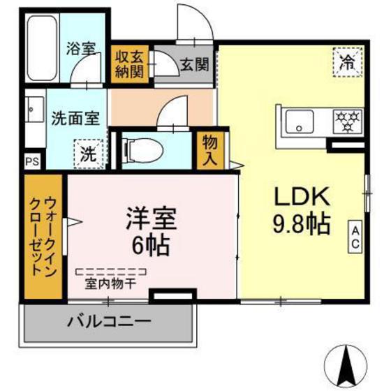D-ROOMコサコ(1LDK/2階)の間取り写真