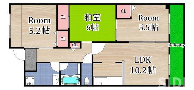 ヴェルテ鶴見(3LDK/4階)の間取り写真
