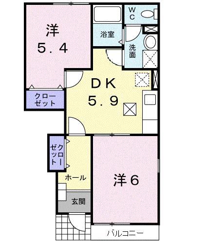 LOGEMENT S II(2DK/1階)の間取り写真