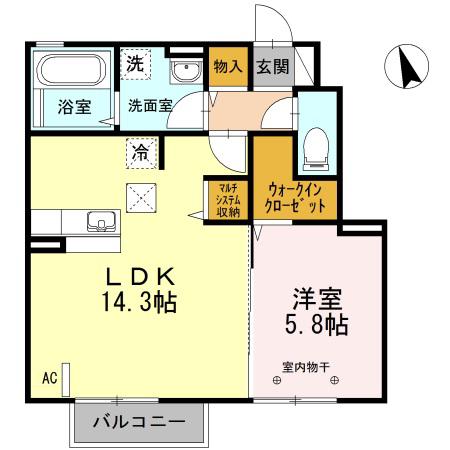 FOCUS913(1LDK/1階)の間取り写真