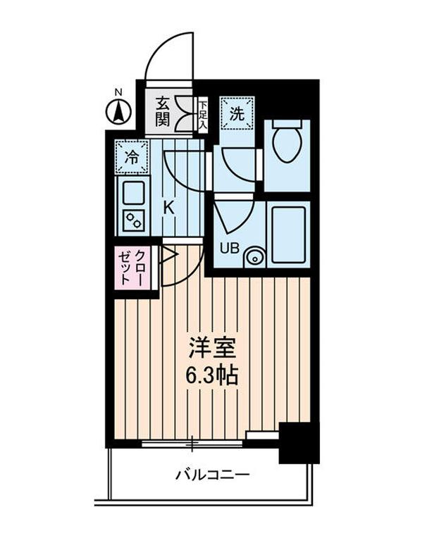 アムス門前仲町富岡(1K/1階)の間取り写真
