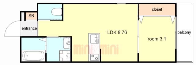 GAZELLE NOAH尼崎次屋(1LDK/3階)の間取り写真