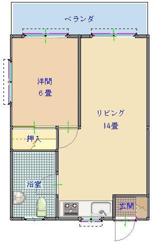 サンセット楚辺(1LDK/1階)の間取り写真