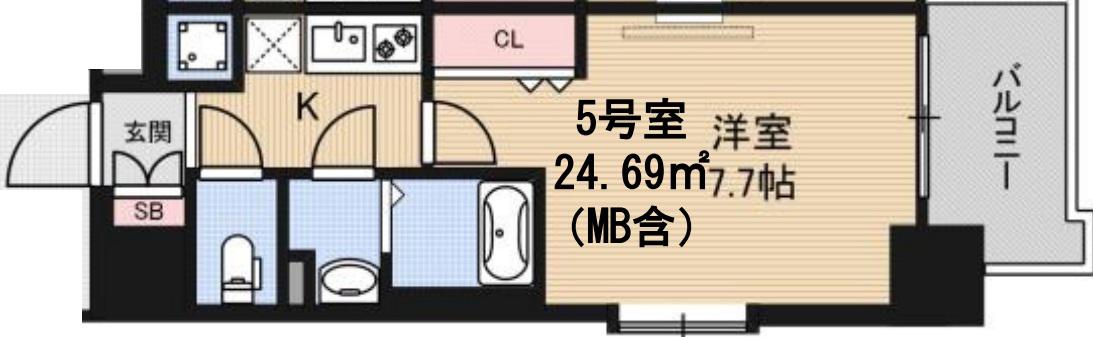 LUXE海老江II(1K/7階)の間取り写真