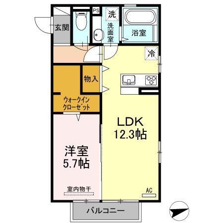 メゾン ド ルミエール(1LDK/2階)の間取り写真