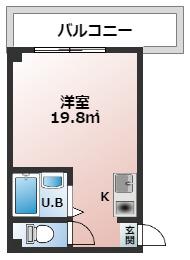 三景マンション(ワンルーム/1階)の間取り写真