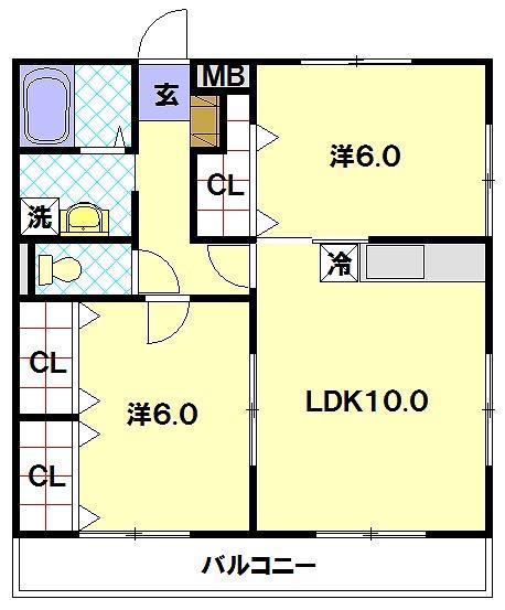 アビタシオン昭和(2LDK/3階)の間取り写真