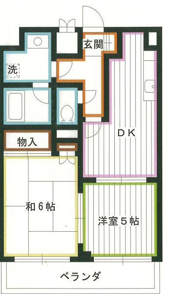 ヴェルハイム小金井II(2DK/3階)の間取り写真