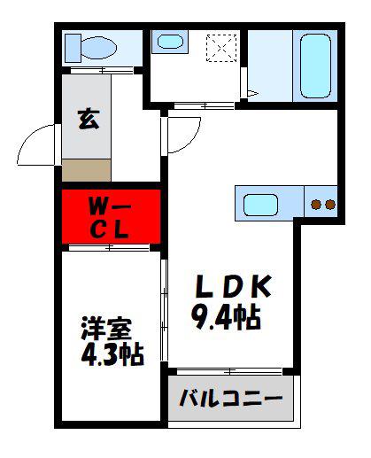 BRAVE BASE 遠賀 サウス(1LDK/1階)の間取り写真