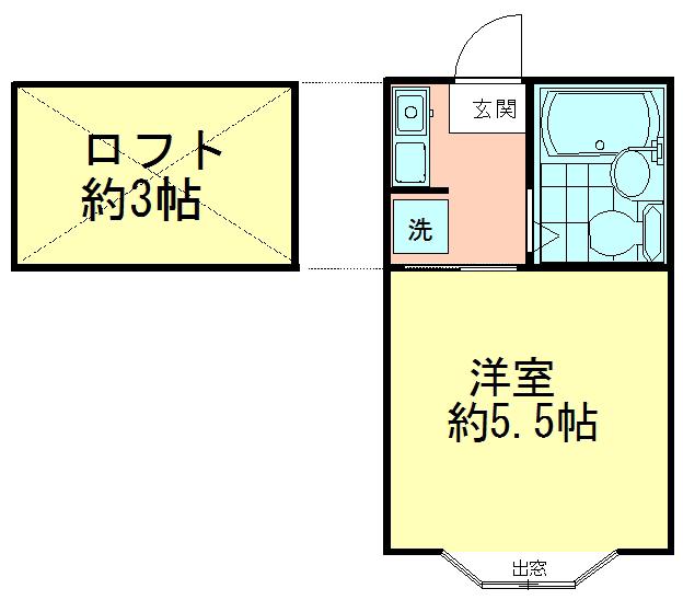 東伏見NO18プラザUSA(1K/2階)の間取り写真
