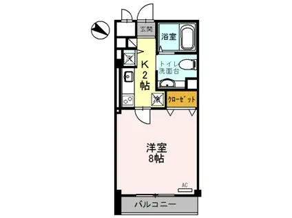 パークハイム弐番館B棟(1K/3階)の間取り写真