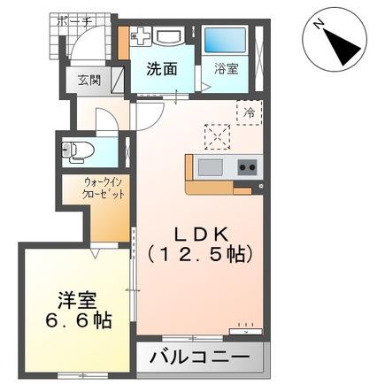 コスモス(1LDK/1階)の間取り写真