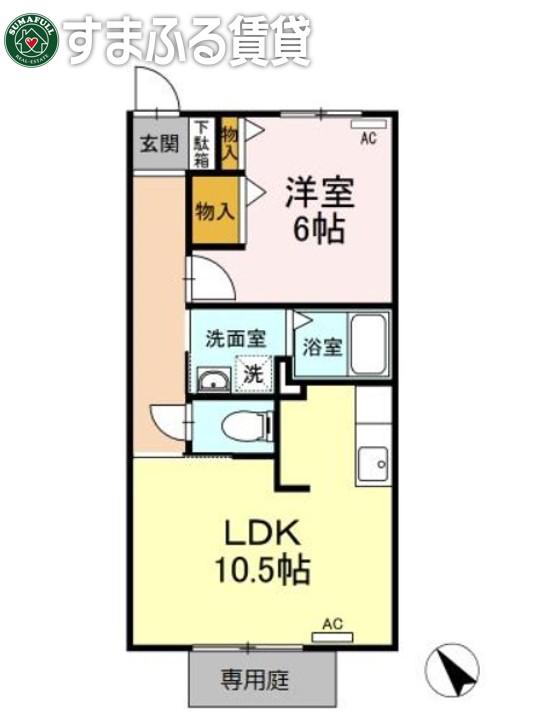 エスポワール栄(1LDK/2階)の間取り写真