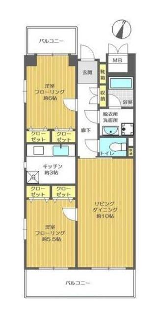 フィールランド(2LDK/5階)の間取り写真