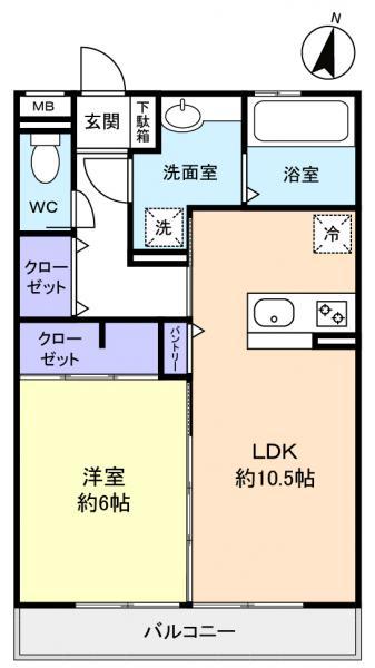 薬円台壱番館 A(1LDK/3階)の間取り写真