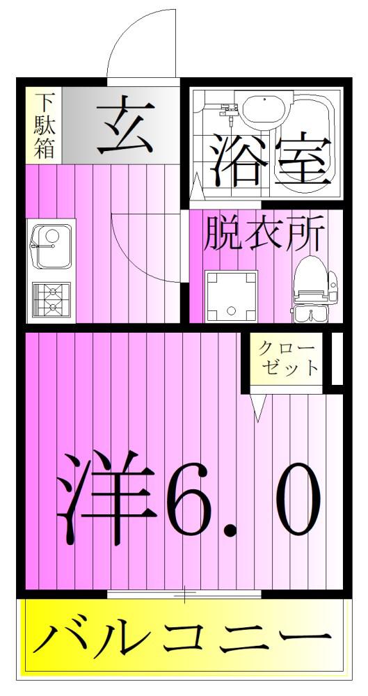 プランドール(1K/3階)の間取り写真