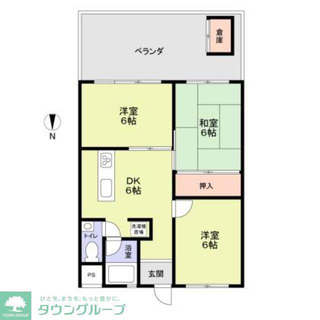 仁平フラッツ(3DK/2階)の間取り写真