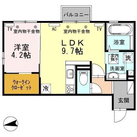 REFLET(1LDK/1階)の間取り写真