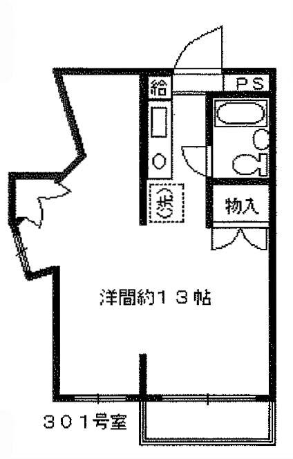 ピソデシン(ワンルーム/3階)の間取り写真