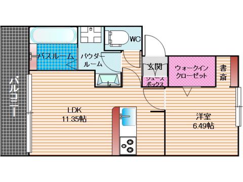 プレジボヌール弥永(1LDK/3階)の間取り写真