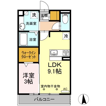 イレブン エントピア(1LDK/2階)の間取り写真